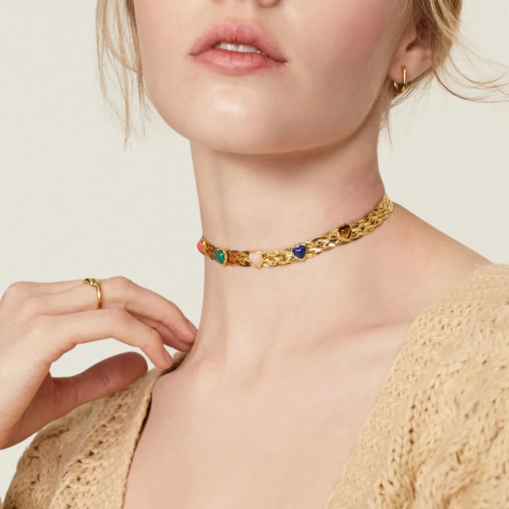 RARE Pamela Love "Stefania" Rainbow Heart Necklace